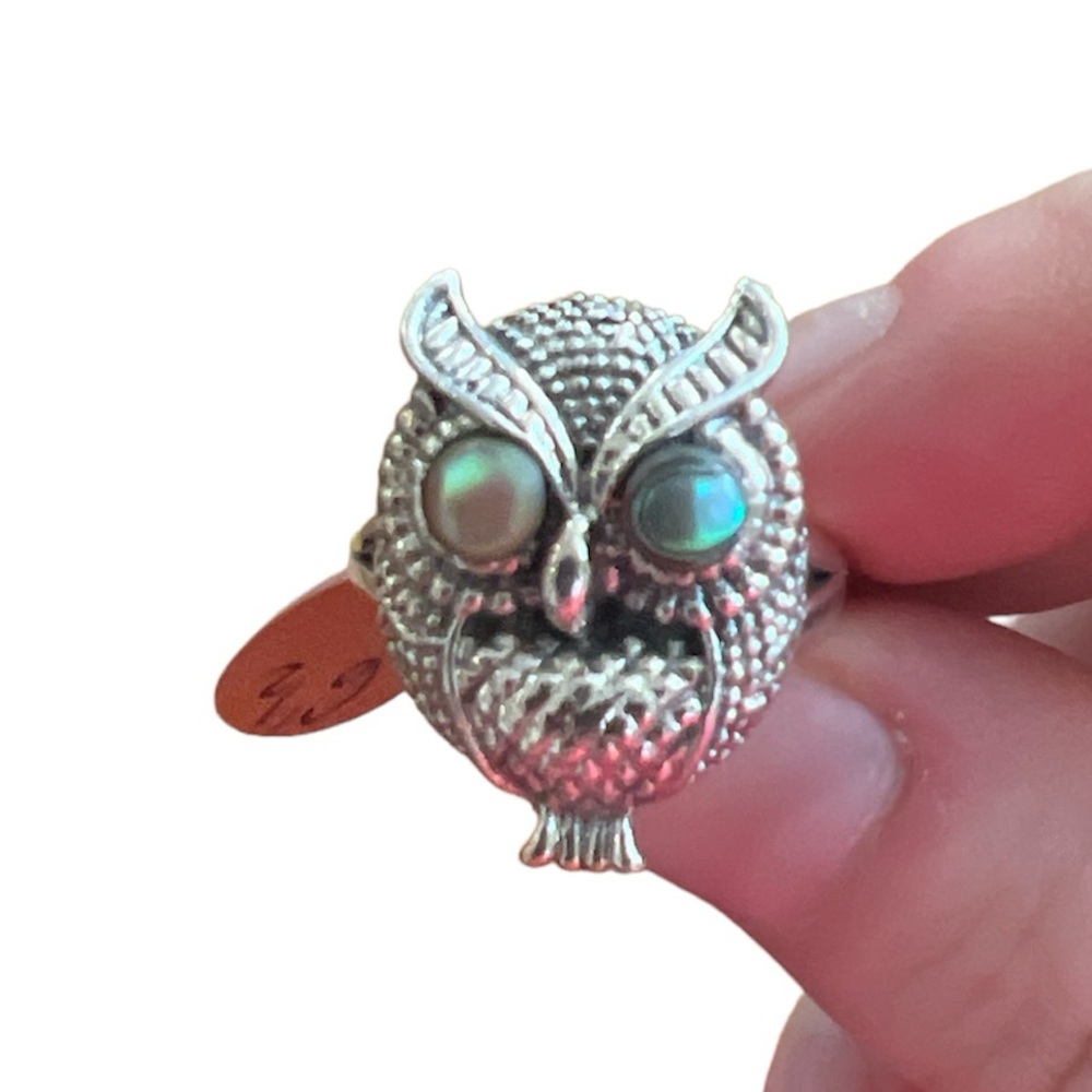 Owl ring, 925 silver, size 6 1/2.